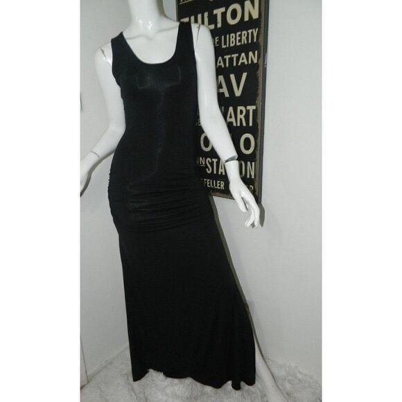Sky Brand Dress‎ Black Crochet Back Maxi Dress Side Rouching Size X-Small - Picture 1 of 10